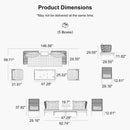 PURPLE LEAF Melben Patio Conversation Set Light Grey Outdoor Aluminum Modern Wicker Sofa Chairs Sets for Balcony Yard Porch