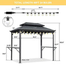 PURPLE LEAF Hardtop Grill Gazebo for Patio Grey Permanent Metal Roof Outside Sun Shade Outdoor BBQ Canopy with String Lights