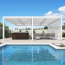 PURPLELEAF Outdoor Louvered Pergola Roller Blinds with Thermal Insulated, UV Protection Waterproof Fabric, Privacy Protection for White Pergola, Easy to Install