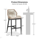 OPEN BOX I PURPLE LEAF 2 Set Outdoor Bar Stool Chair Set, Modern Counter Height Bar Stool, Cushion Included
