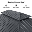 PURPLE LEAF Grey Hardtop Gazebo with Heavy Duty Galvanized Steel Double Roof with String Lights-clear