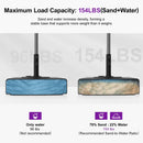 Market umbrella base capacity: 154 lbs with sand and water, enhancing stability.