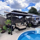 PURPLE LEAF Hardtop Grill Gazebo for Patio Grey Permanent Metal Roof Outside Sun Shade Outdoor BBQ Canopy
