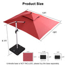 PURPLE LEAF Large Rectangular Porch Umbrella Outside Cantilever Patio Yard Umbrella