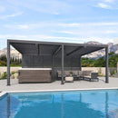 PURPLE LEAF Louvered Pergola with pool, outdoor furniture, and hot tub, patio shade solution