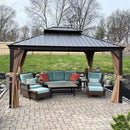 PURPLE LEAF Outdoor Hardtop Gazebo for Garden Bronze Double Roof Aluminum Frame Pavilion - Purple Leaf Garden