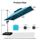 Clearance - PURPLE LEAF OPEN BOX Large Square Patio Cantilever Umbrella for Garden Pool Porch