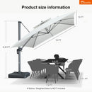 PURPLE LEAF SUNBRELLA Cantilever Umbrella Grey Aluminum Patio Umbrella