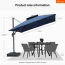 PURPLE LEAF SUNBRELLA Cantilever Umbrella Grey Aluminum Patio Umbrella