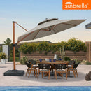 PURPLE LEAF SUNBRELLA Cantilever Umbrella Deluxe Wood Pattern Patio Umbrella