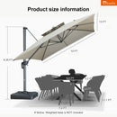 PURPLE LEAF SUNBRELLA Cantilever Umbrella Grey Aluminum Patio Umbrella