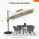 PURPLE LEAF SUNBRELLA Cantilever Umbrella Grey Aluminum Patio Umbrella