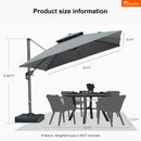 PURPLE LEAF SUNBRELLA Cantilever Umbrella Grey Aluminum Patio Umbrella