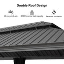 PURPLE LEAF Patio Gazebo for Pool Light Grey Hardtop Galvanized Steel Roof with String Lights-milky