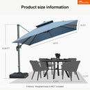 PURPLE LEAF SUNBRELLA Cantilever Umbrella Grey Aluminum Patio Umbrella