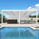 PURPLELEAF Outdoor Louvered Pergola Roller Blinds with Thermal Insulated, UV Protection Waterproof Fabric, Privacy Protection for White Pergola, Easy to Install