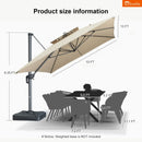 PURPLE LEAF SUNBRELLA Cantilever Umbrella Grey Aluminum Patio Umbrella