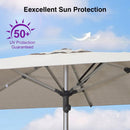 PURPLE LEAF Semi-Auto Outdoor Market Table Umbrella with Heavy-Duty Fabric
