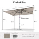 PURPLE LEAF Semi-Auto Outdoor Market Table Umbrella with Heavy-Duty Fabric