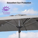 PURPLE LEAF Semi-Auto Outdoor Market Table Umbrella with Heavy-Duty Fabric