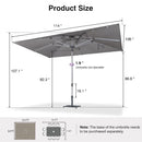 PURPLE LEAF Semi-Auto Outdoor Market Table Umbrella with Heavy-Duty Fabric