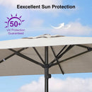 PURPLE LEAF Semi-Auto Outdoor Market Table Umbrella with Heavy-Duty Fabric