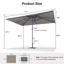 PURPLE LEAF Semi-Auto Outdoor Market Table Umbrella with Heavy-Duty Fabric