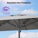 PURPLE LEAF Semi-Auto Outdoor Market Table Umbrella with Heavy-Duty Fabric