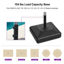 PURPLE LEAF market umbrella base with 154 lbs load capacity, suitable for various patio umbrella sizes.