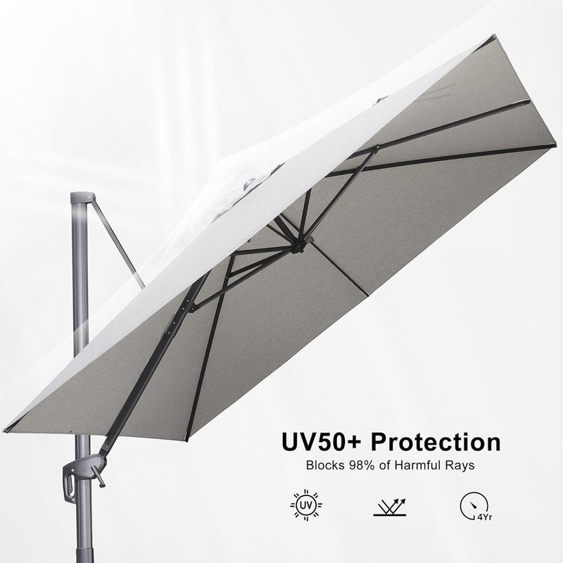 PURPLE LEAF Economical Square Outdoor Umbrella Olefin Rectangle Patio Umbrella with the sun protection index is UV50＋.