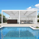 PURPLELEAF Outdoor Louvered Pergola Roller Blinds with Thermal Insulated, UV Protection Waterproof Fabric, Privacy Protection for White Pergola, Easy to Install
