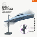 PURPLE LEAF SUNBRELLA Cantilever Umbrella Grey Aluminum Patio Umbrella