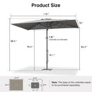 PURPLE LEAF Semi-Auto Outdoor Market Table Umbrella with Heavy-Duty Fabric