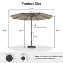 PURPLE LEAF Semi-Auto Outdoor Market Table Umbrella with Heavy-Duty Fabric