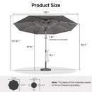 PURPLE LEAF Semi-Auto Outdoor Market Table Umbrella with Heavy-Duty Fabric