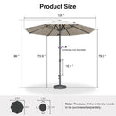 PURPLE LEAF Semi-Auto Outdoor Market Table Umbrella with Heavy-Duty Fabric