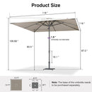 PURPLE LEAF Semi-Auto Outdoor Market Table Umbrella with Heavy-Duty Fabric