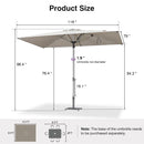 PURPLE LEAF Semi-Auto Outdoor Market Table Umbrella with Heavy-Duty Fabric