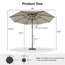 PURPLE LEAF Semi-Auto Outdoor Market Table Umbrella with Heavy-Duty Fabric