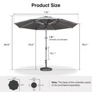 PURPLE LEAF Semi-Auto Outdoor Market Table Umbrella with Heavy-Duty Fabric