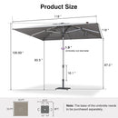 PURPLE LEAF Semi-Auto Outdoor Market Table Umbrella with Heavy-Duty Fabric