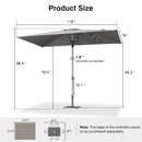 PURPLE LEAF Semi-Auto Outdoor Market Table Umbrella with Heavy-Duty Fabric
