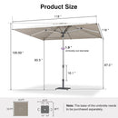 PURPLE LEAF Semi-Auto Outdoor Market Table Umbrella with Heavy-Duty Fabric