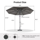 PURPLE LEAF Semi-Auto Outdoor Market Table Umbrella with Heavy-Duty Fabric