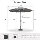 PURPLE LEAF Semi-Auto Outdoor Market Table Umbrella with Heavy-Duty Fabric