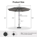 PURPLE LEAF Semi-Auto Outdoor Market Table Umbrella with Heavy-Duty Fabric