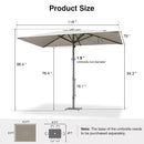 PURPLE LEAF Semi-Auto Outdoor Market Table Umbrella with Heavy-Duty Fabric