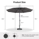 PURPLE LEAF Semi-Auto Outdoor Market Table Umbrella with Heavy-Duty Fabric
