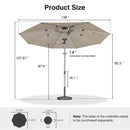 PURPLE LEAF Semi-Auto Outdoor Market Table Umbrella with Heavy-Duty Fabric