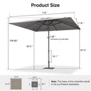 PURPLE LEAF Semi-Auto Outdoor Market Table Umbrella with Heavy-Duty Fabric